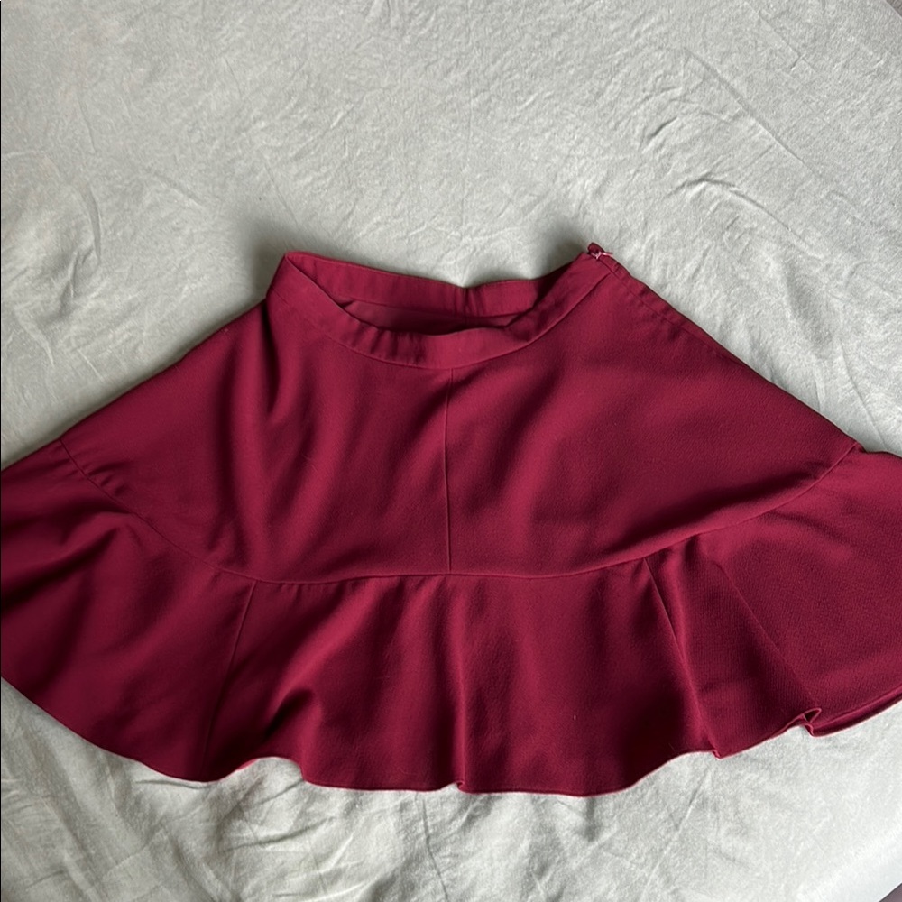 High Waisted Burgundy "Leala" Knee-Length Circle Skirt